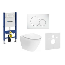 Kit bâti de WC Geberit, Duofix Sigma, avec Ifo Inspira Art Rimfree, couvercle à fermeture amortie et clé blanche