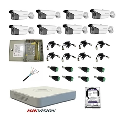 Kit completo sistema 8 cámaras de vigilancia exterior HIKVISION FULL HD 40 m IR duro 2 TB