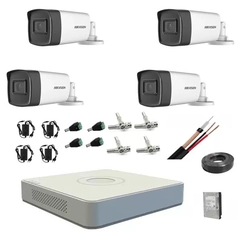 Kit de sistema completo 4 Câmeras de vigilância Hikvision 1080P 40 m Lente IR 2.8mm rígida 1tb