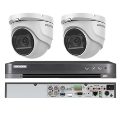 Kit de surveillance Hikvision 2 caméras intérieures 4 en 1, 8MP, 2.8mm, IR 30m, DVR 4 canaux 4K 8MP