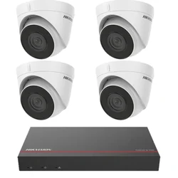 Kit de surveillance Hikvision 4 Caméras IP 2MP IR30m PoE NVR 4 canaux 4MP SSD 1TB Pré-installateur