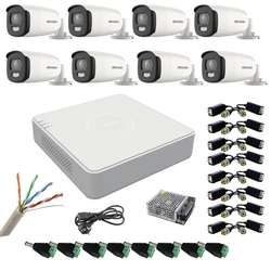 Kit de vigilancia con 8 cámaras 5 MP, ColorVu, Color de noche 40m, DVR con 8 canales 8MP, accesorios