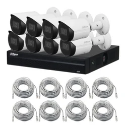 Kit de vigilância Dahua 8 Câmeras IP 4MP IR 30m Lente 2.8mm PoE, NVR 8 Canais PoE 12MP e cabo UTP CAT5 20m