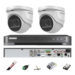 Kit de vigilancia Hikvision 2 cámaras interiores 4 en 1, 8MP, 2.8mm, IR 30m, DVR 4 canales, accesorios, disco duro