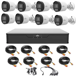 Kit de vigilancia UNIVIEW con cámaras 8 5 Megapixeles Luz blanca 40m Micrófono, DVR 5 Megapixeles, Accesorios incluidos