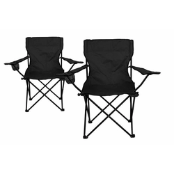 κιτ κάμπινγκ -2x πτυσσόμενη καρέκλα με χερούλι - μαύρη