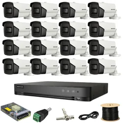 Kit sorveglianza Hikvision 16 telecamere 8MP IR 80M DVR 16 canali AcuSense con accessori inclusi