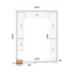 Kølerumspaneler 80 mm CR 240x300x220