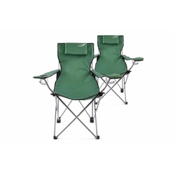 Komplektā 2 gab DIVERO saliekamie kempinga krēsli ar spilvenu - zaļa