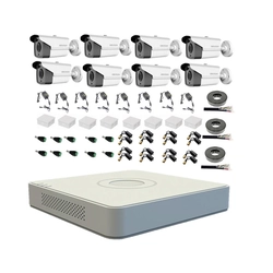 Komplett kit med HIKVISION professionella utomhusövervakningssystem med 8 kameror 5MP TURBO HD, IR 40m