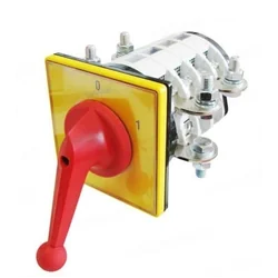 Koncar ON-OFF built-in cam industrial switch 3P 400A 0-1 IP40 with yellow emergency plate 132x132mm and red handle