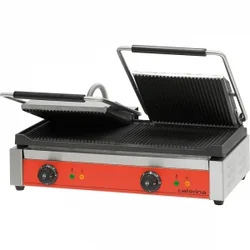 Kontakt dobbelt grill, rillet top, glat bund Caterina 742024