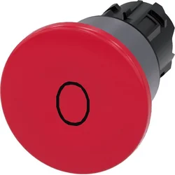 Κουμπί Siemens Mushroom 22mm στρογγυλό πλαστικό με επιγραφή κόκκινου δακτυλίου 3SU1030-1BA20-0AD0