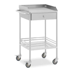 Laboratory trolley, 2 shelves 43 x 39 cm + drawer, stainless steel