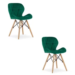 LAGO Chaise en velours - vert x 2