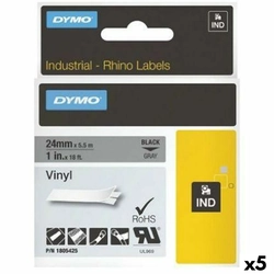 Laminált szalag Rhino Dymo címkenyomtatóhoz ID1-12 12 x 5,5 mm Fekete-fehér öntapadós matricák (5 db)