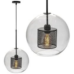 Lampa wisząca szklana loft APP557-1CP 20cm czarna