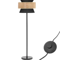 Lámpara de pie con pantalla de ratán E27 153 cm
