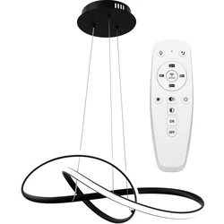 Lámpara de techo colgante con aro moderna LED + mando a distancia APP395-CP negro