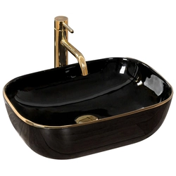 Lauapealne kraanikauss Rea Belinda Black / Gold Edge