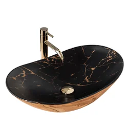 Lavatório de apoio REA Royal In Black Marble Gold