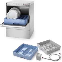 Lave-vaisselle bar + distributeur + panier pompe 50x50cm 400V 3 PROGRAMMES