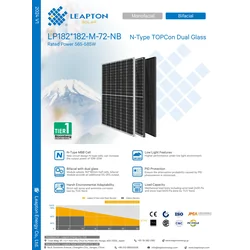 LEAPTON LP182-M-72-NB 580W SF, N-Type, TopCon, Dual Glass