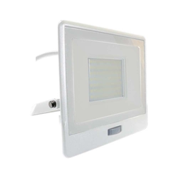 LED Floodlights with PIR Sensor - Samsung - IP65 - White - 50W - 4000 Lumens - 4000K - 5 Years - Model No: - VT-158S-1-W