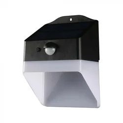 LED napelemes fali lámpa érzékelővel, fehér-fekete, 4000K