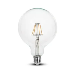 LED žiarovky - G125 Zemeguľa E27 - IP20 - Číra - 6 Watty - 806 Lumeny - 6400K - 2 rokov