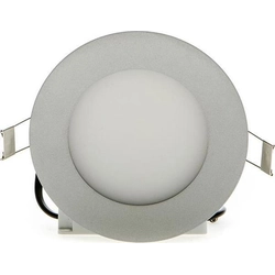 LEDsviti aptumšojams sudraba apļveida padziļināts LED panelis 120mm 6W Vēsi balts (7585) + 1x aptumšojams avots