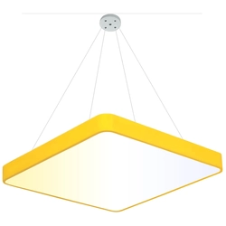 LEDsviti Závesný Žltý dizajnový LED panel 400x400mm 24W denná biela (13166) + 1x Lanko k závesným panelom – 4 lanka sada