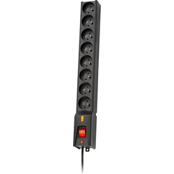 Lestar LX stekkerdoos 810 overspanningsbeveiliging 8 stopcontacten 3 m zwart