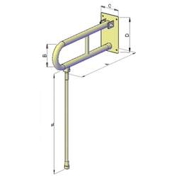 Leuning Corrado, opklapbaar met poot, 600 mm, RVS