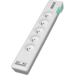 Listwa zasilająca Ever Elite USB przeciwprzepięciowa 5 gniazd 1.5 m biała (T/LZ11-ELI015/0000)