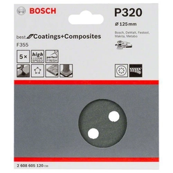 Lixa BOSCH F355, embalagem 5 pcs.125 milímetros,320