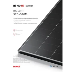 Longi fotovoltaikus modul 525 LR-5-66HTH-525M P-TYPE MONO fekete keret