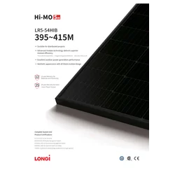 LONGI fotovoltaikus panelmodul 415W LR5-54HIB-415M 415Wp full black Mono Halfcut 415 W Wp