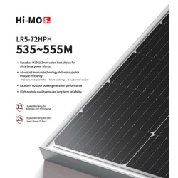 Longi Solar LR5-72HPH-555M // Longi 555W Pannello solare