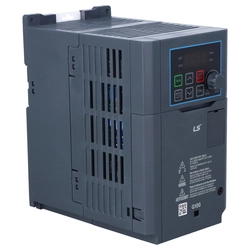 LSIS sērijas frekvences pārveidotājs G100.Jauda 3x400V AC, izeja 3x400V AC.Jauda 2,2 kW LV0022G100-4EOFN