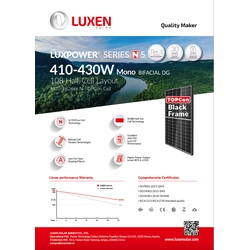 Luxen Solar 430 Wp — melns rāmis/bificiāls
