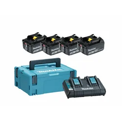 Makita 4xBL1830+DC18RD+MakPac2 batteri og opladersæt 18 V | 3 Ah