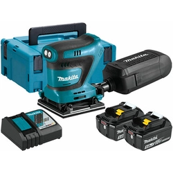 Makita DBO480RTJ akkus rezgőcsiszoló 18 V | 102 x 112 mm | Szénkefés | 2 x 5 Ah akku + töltő | MakPac-ban