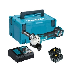 Makita DGA511RTJ akkus sarokcsiszoló 18 V | 125 mm | 3000 - 8500 RPM | Szénkefementes | 2 x 5 Ah akku + töltő | MakPac-ban