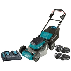 Makita DLM465PG4 akkus önjáró fűnyíró 2 x 18 V | 460 mm | 2,5 - 5 km/h | 1900 m² | Szénkefementes | 4 x 6 Ah akku + töltő