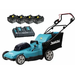 Makita DLM538PG4 akkus fűnyíró 2 x 18 V | 530 mm | 800 m² | Szénkefementes | 4 x 6 Ah akku + töltő