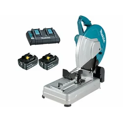 Makita DLW140PT2 akkus asztali gyorsdaraboló 2 x 18 V | 355 mm | 3800 RPM | Szénkefementes | 2 x 5 Ah akku + töltő