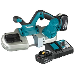 Makita DPB182RTE bezvadu manuālais lentzāģis 18 V | Zāģa lente 835 mm x 13 mm x 0,5 mm | Oglekļa suka | 2 x 5 Ah akumulators + lādētājs | Kartona kastē