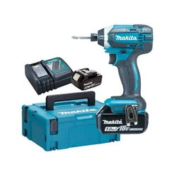 Makita DTD152RTJ Akku-Schlagschrauber mit Bithalter 18 V | 165 Nm | 1/4 Zoll | Kohlebürste | 2 x 5 Ah Akku + Ladegerät | im MakPac