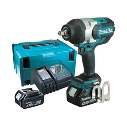 Makita DTW1002RTJ akkukäyttöinen iskuohjain 18 V | 1000 Nm | 1/2 tuumaa | Hiiliharjaton | 2 x 5 Ah akku + laturi | MakPacissa